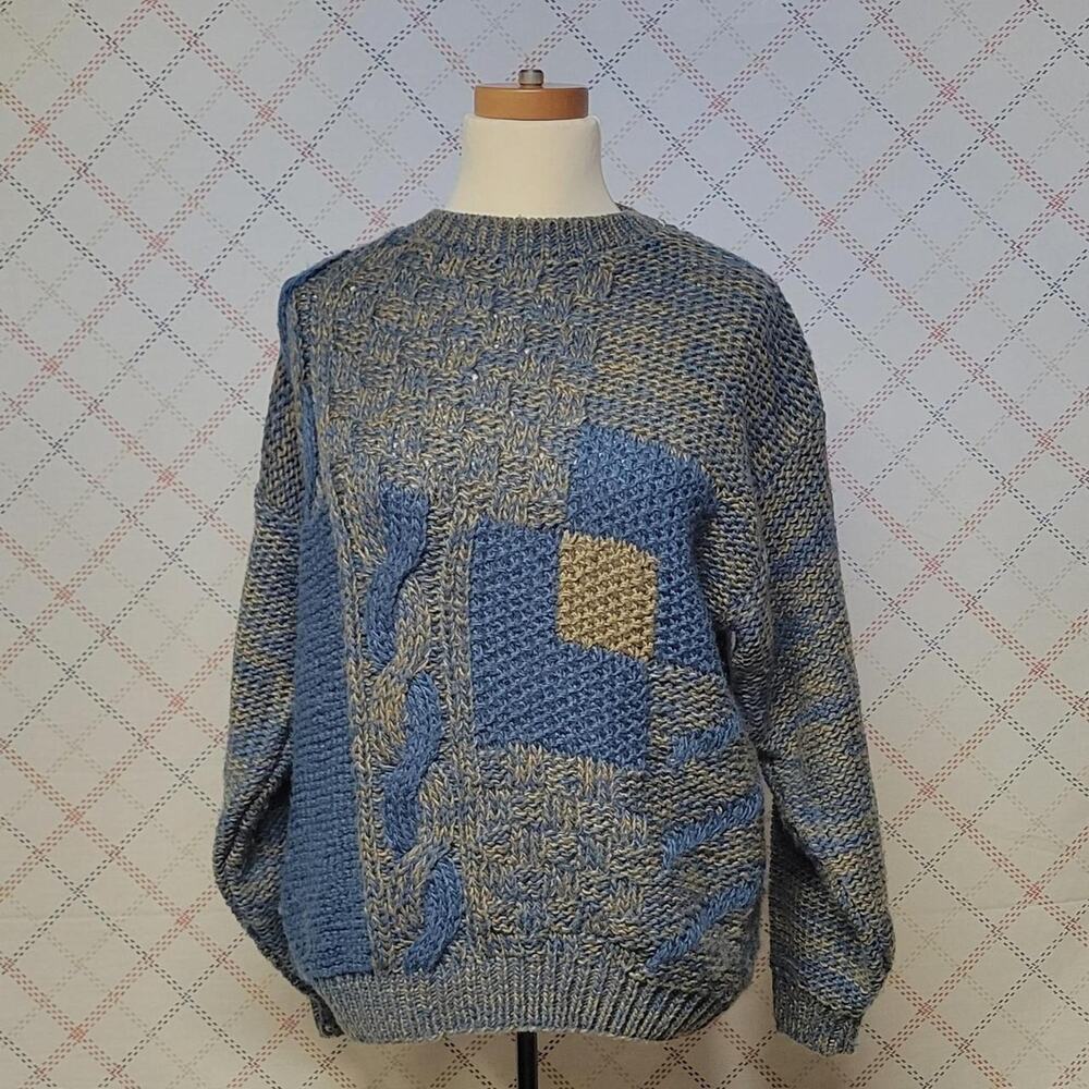 Peter England Tan and Blue Handmade Sweater Mens Size Large